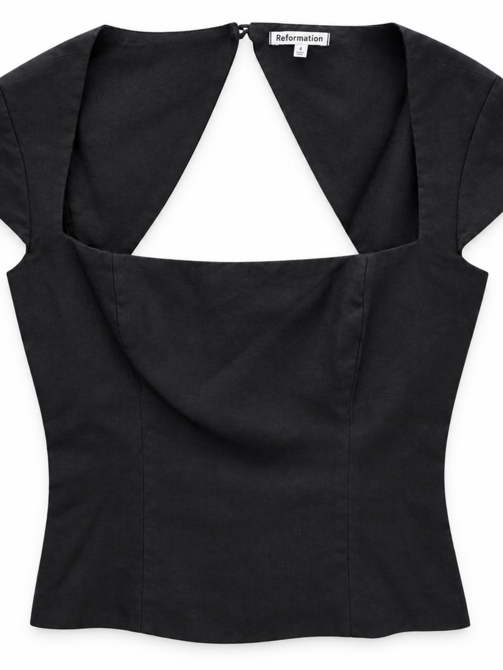 Reformation Black One-Shoulder Square Neck Dress